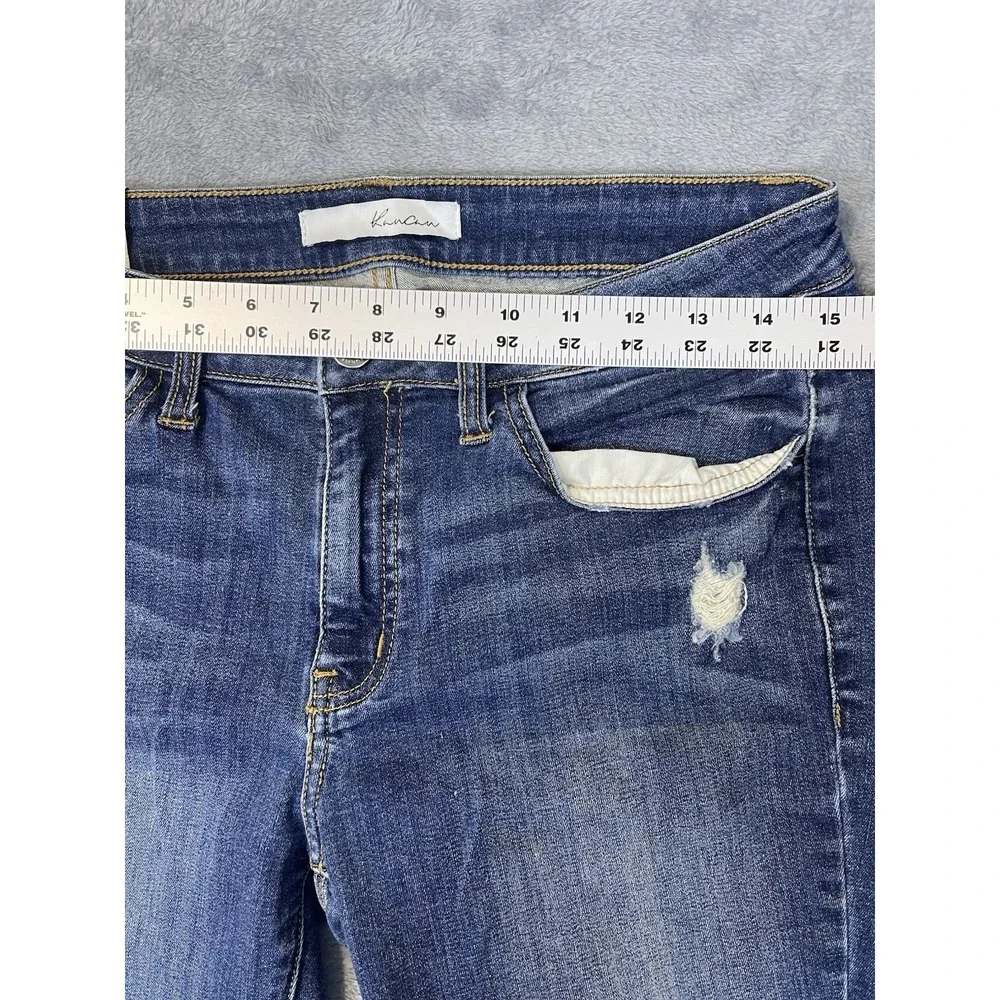 KanCan Jeans Womens‎ 9 Blue Ripped Denim Dark Wash Skinny Mid Rise Stretch